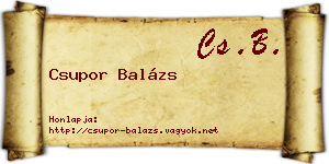 Csupor Balázs névjegykártya